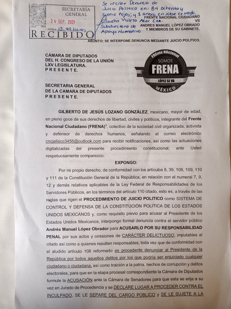 Denuncia contra AMLO