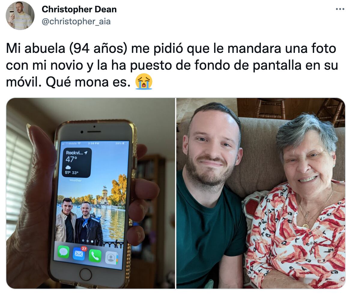 Abuelita pone de fondo de pantalla a su nieto gay y su pareja y se hace viral