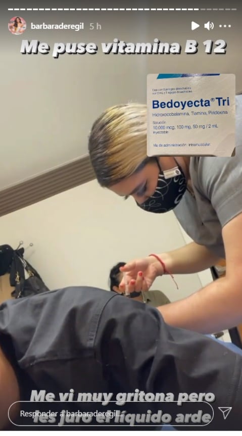 Bárbara del Regil se inyecta vitaminas B12