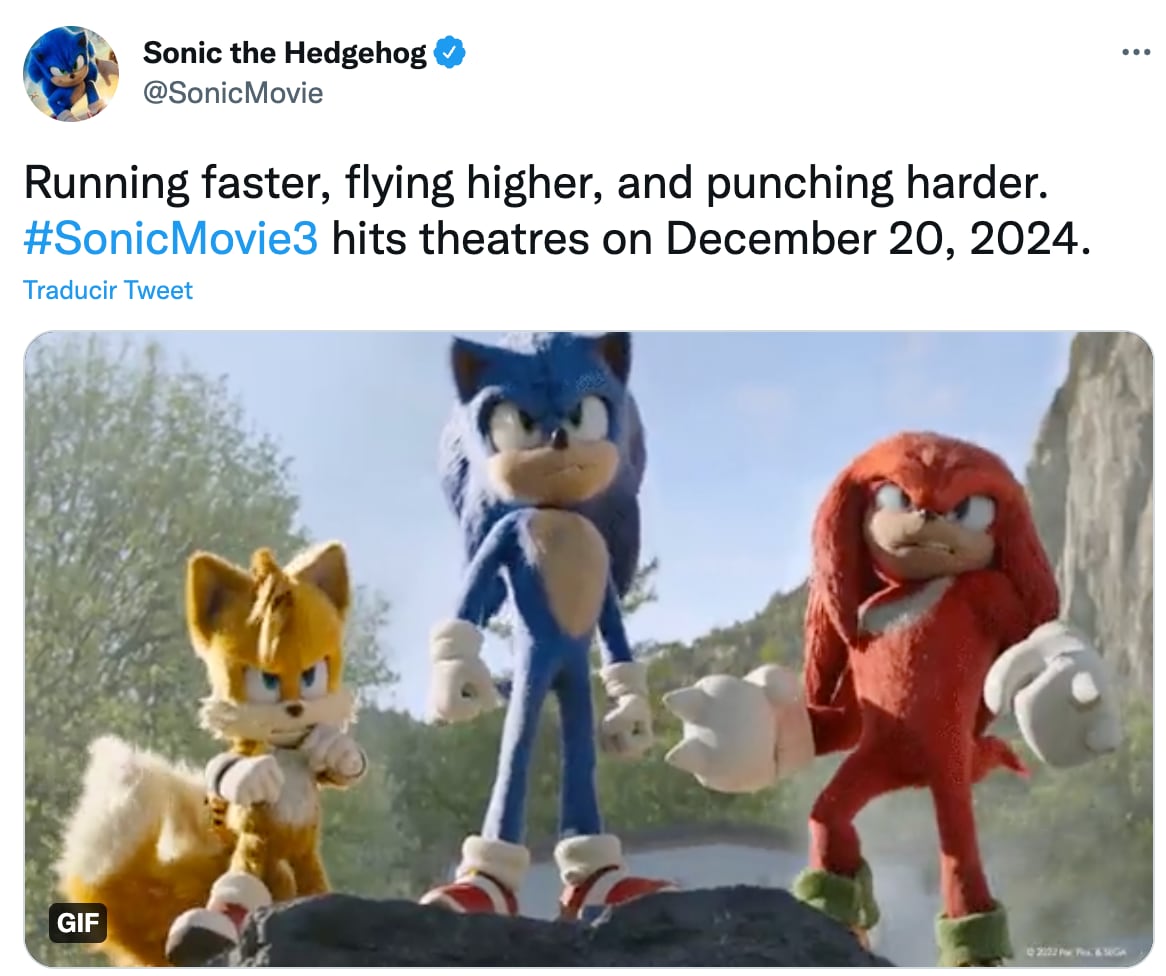 Fecha de estreno de Sonic 3