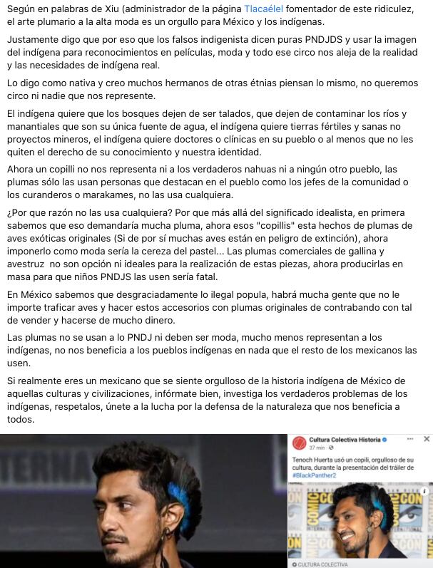 Criticas a Tenoch Huerta por usar un copilli
