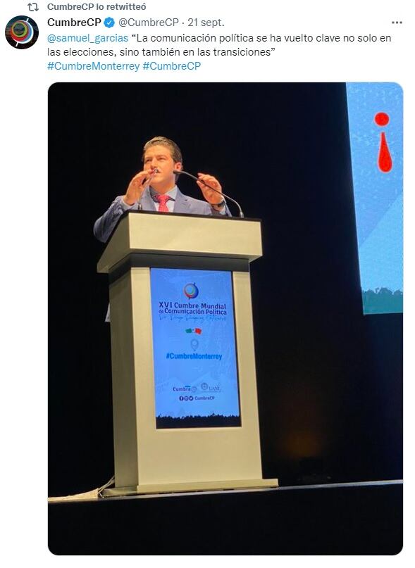 Samuel García en Cumbre Mundial de Comunicación Política