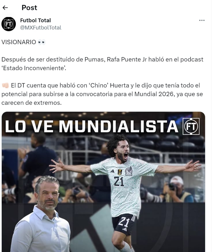 Rafa Puente habla sobre el Chino Huerta