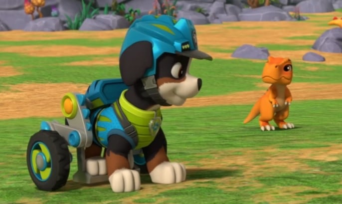 Paw Patrol lleva al dinosaurio perdido con su mamá