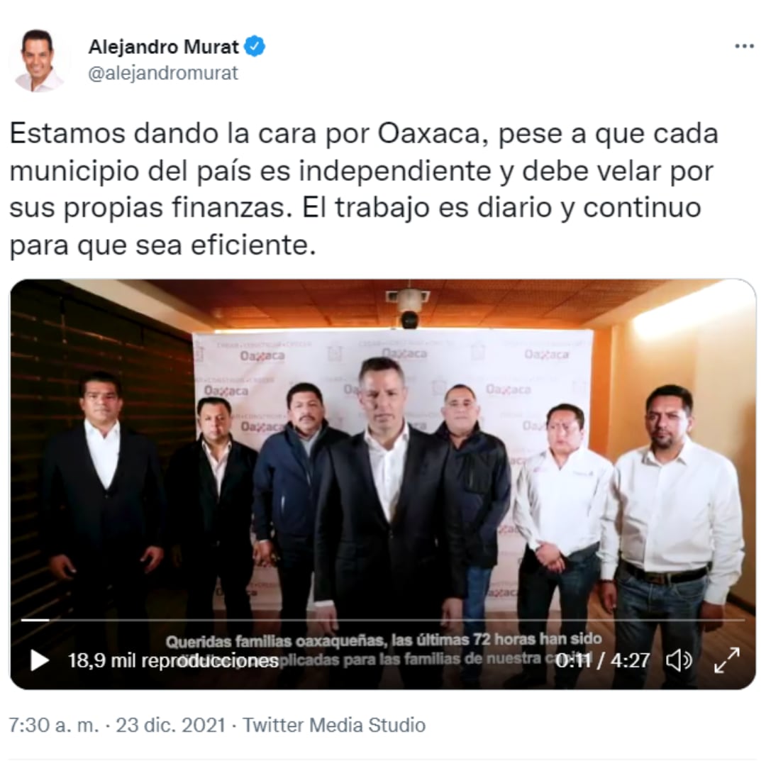 Tuit de Alejandro Murat