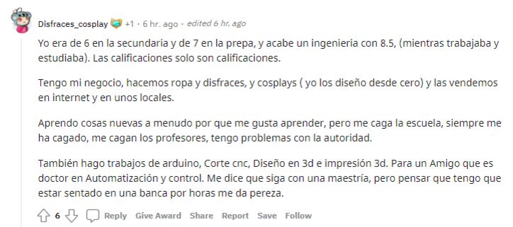 Comentarios en Reddit de estudiantes con reprobados