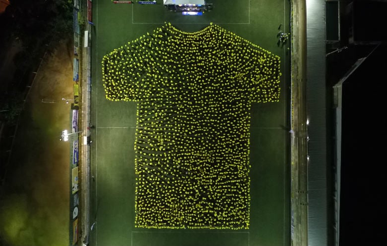 En la playera gigante de Freskaleche del 7 de noviembre de 2018 participaron 2 mil 891 personas