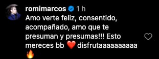 Romina Marcos felicita a Emilio Osorio por su nueva relación
