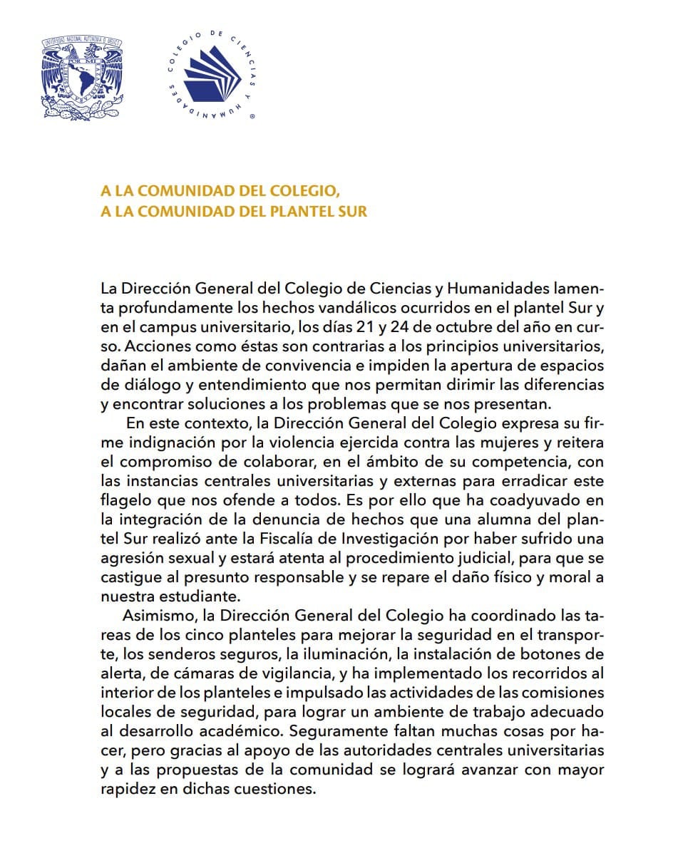 CCH refuerza seguridad tras violación sexual de alumna