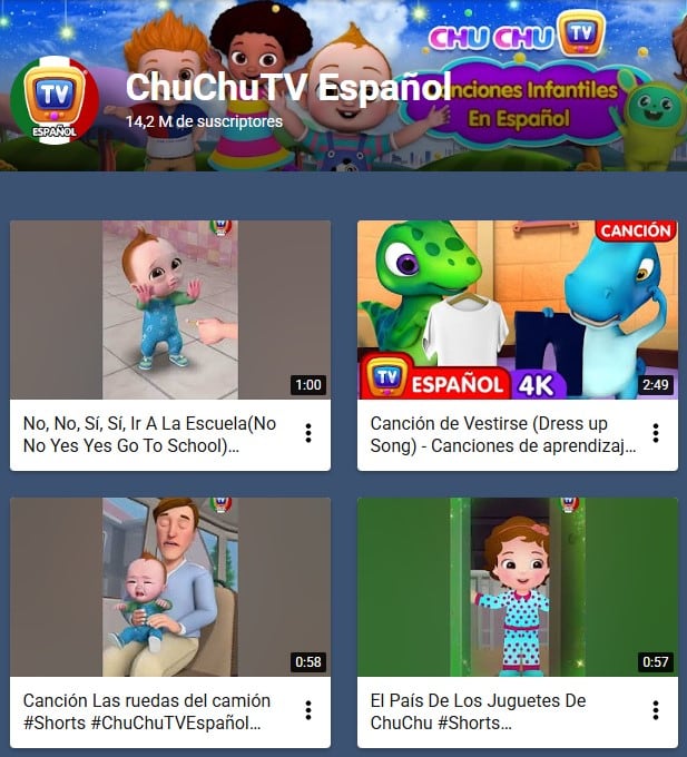 Canales más vistos de YouTube Kids en español