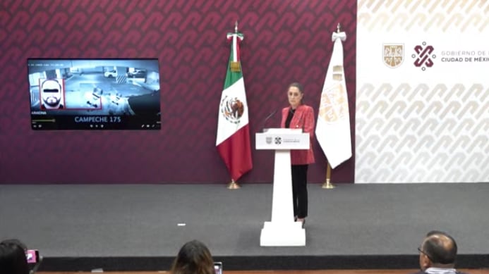 Claudia Sheinbaum muestra imagenes de Rautel N cargando el cuerpo de Ariadna Fernández