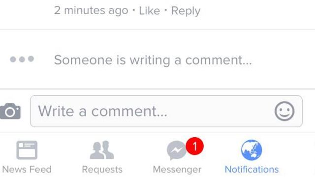 Facebook podría mostrarnos en tiempo real cuándo un amigo esté escribiendo un comentario