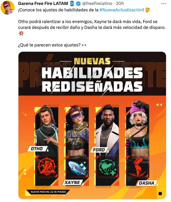 Free Fire revela su agenda semanal del 17 al 20 de marzo 2023