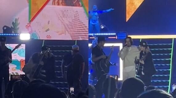 Natanael Cano besa a su guitarrista durante concierto en vivo