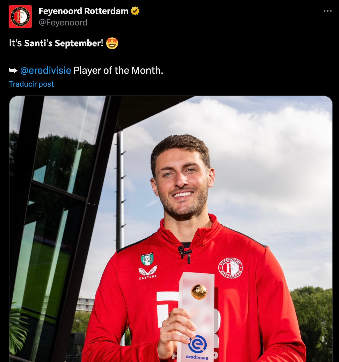 Santiago Giménez, elegido jugador del mes en la Eredivisie