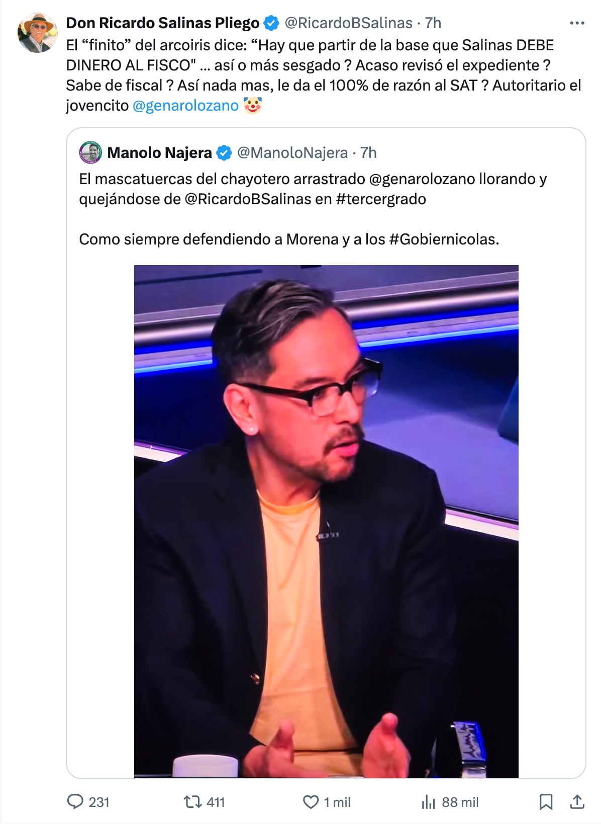 Ricardo Salinas Pliego se lanza contra Genaro Lozano