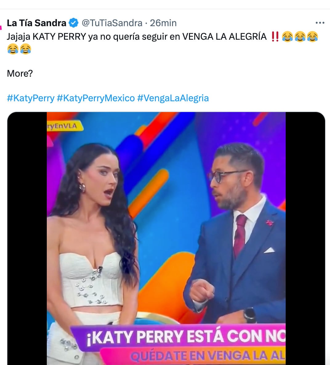 Katy Perry vivió momentos humildes en Venga la Alegría y los memes lo saben