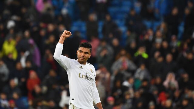Casemiro celebra uno de sus goles con el Real Madrid