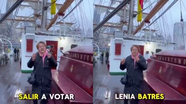 Militantes de Morena se subieron al Buque Escuela Cuauhtémoc para apoyar a Lenia Batres en su candidatura a la SCJN