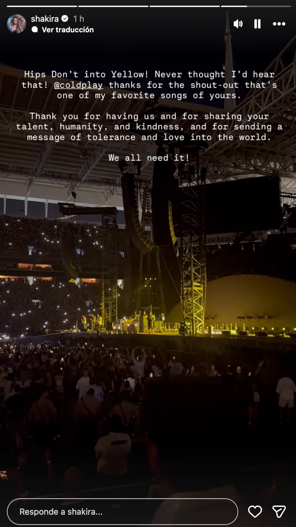 Shakira disfruta del concierto de Coldplay acompañada de sus hijos
