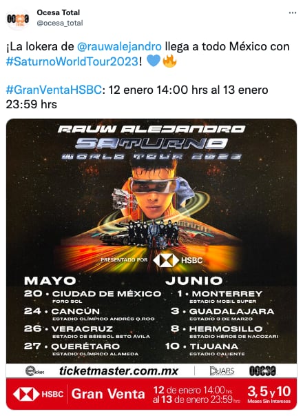Rauw Alejandro, ‘Saturno World Tour 2023’