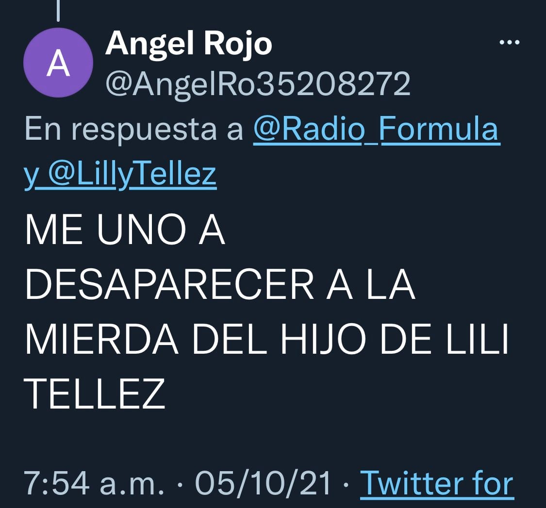 Amenazas contra Lilly Téllez en Twitter