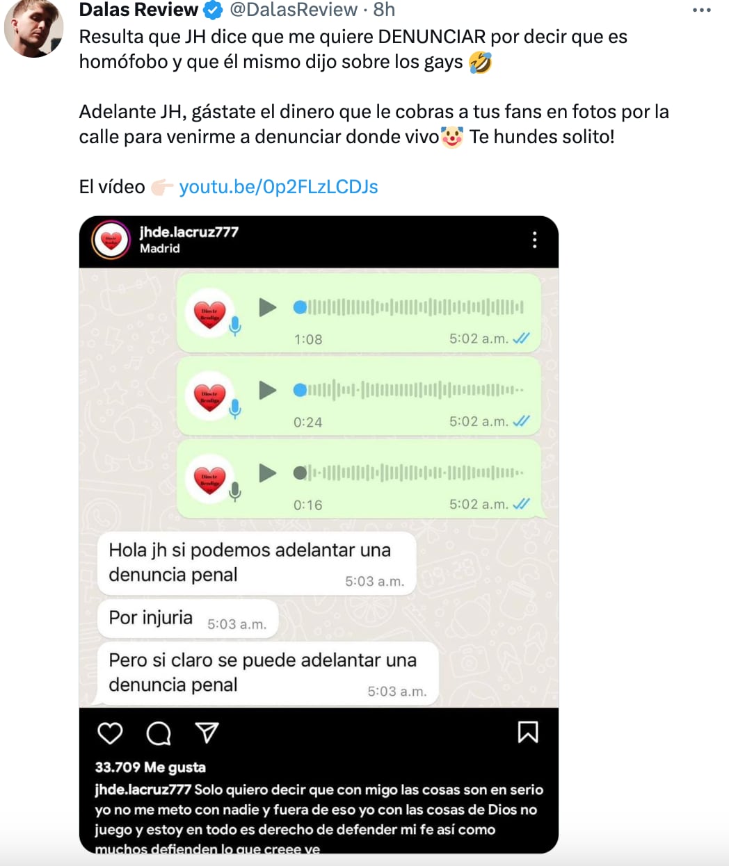 Dalas Review será demandado por JH de la Cruz