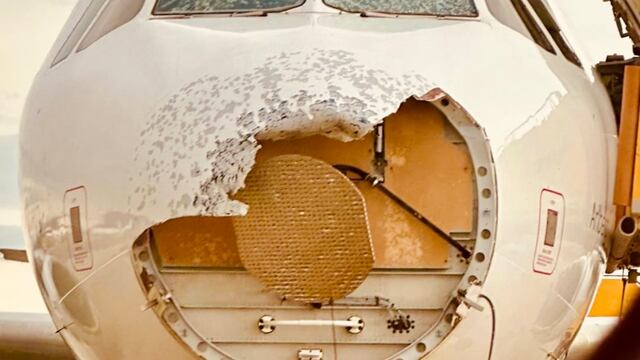 Avión Airbus A320 sufre daños por tormenta de granizo