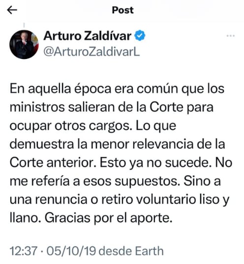 Tuit viral de Arturo Zaldívar