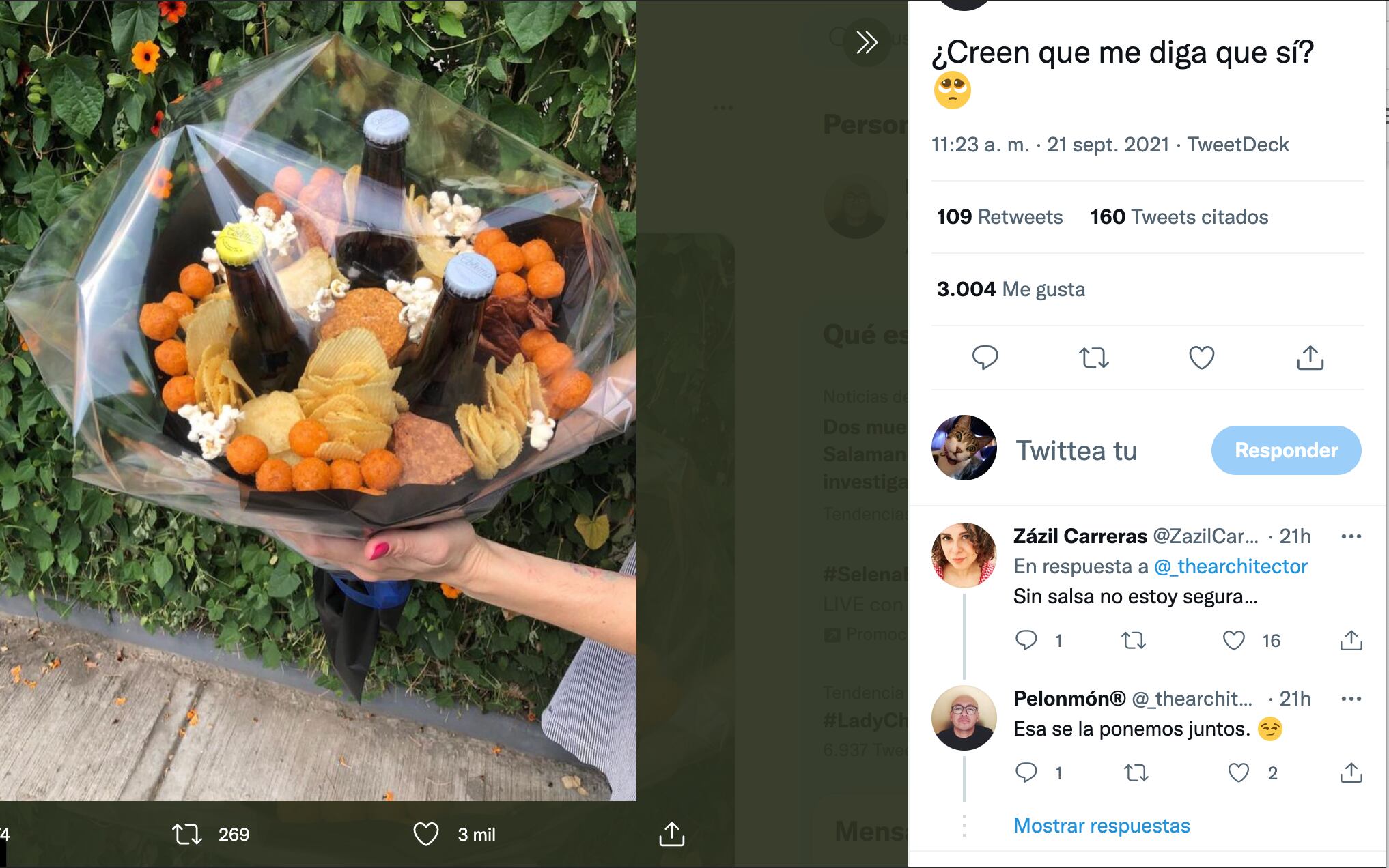 Ramo de botanas y cerveza