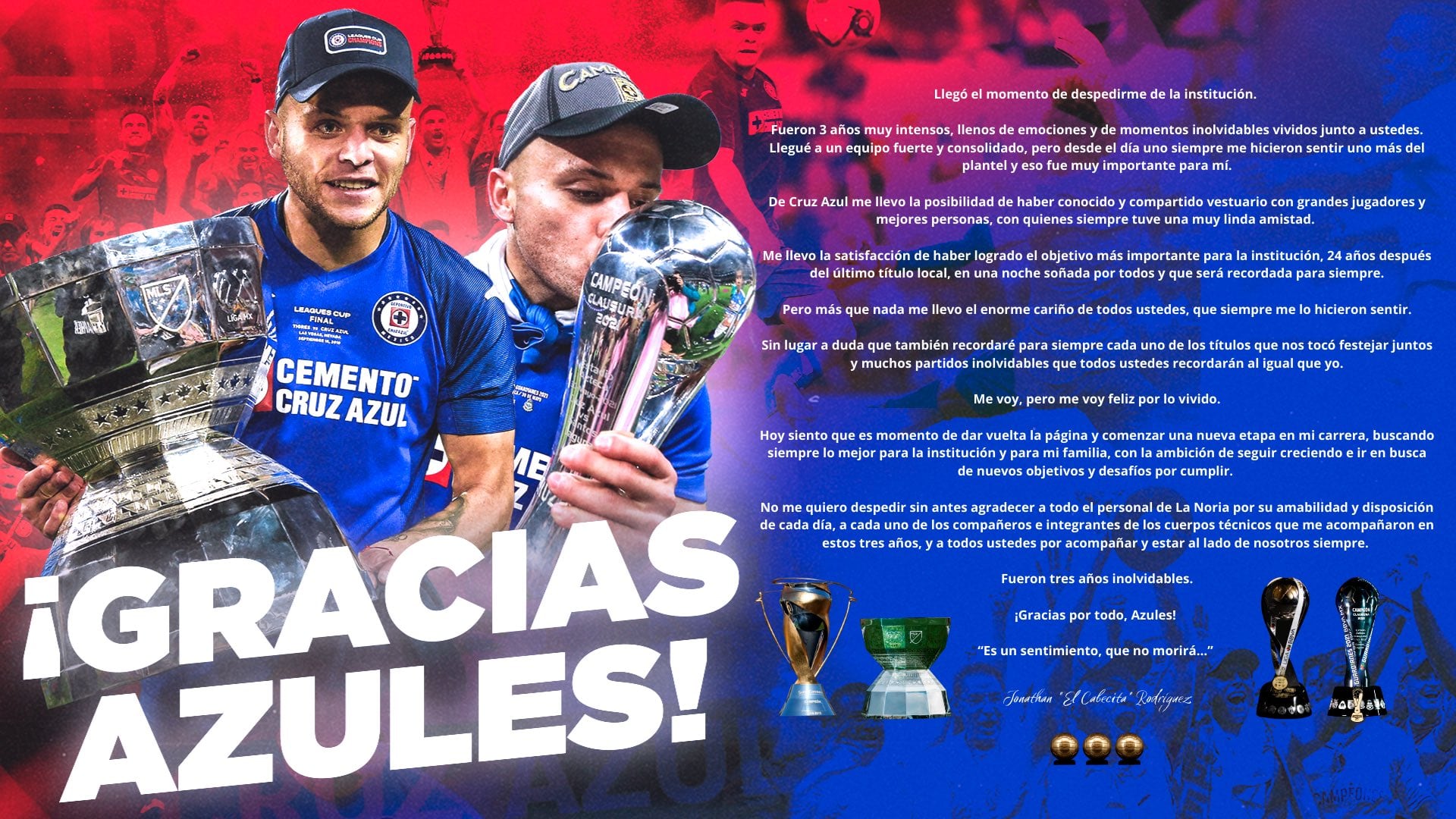 Jonathan 'Cabecita' Rodríguez se despidió de Cruz Azul