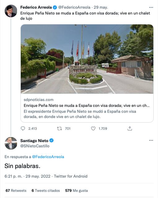 Reacción de Santiago Nieto ante propiedades de lujo de Enrique Peña Nieto/@SNietoCastillo