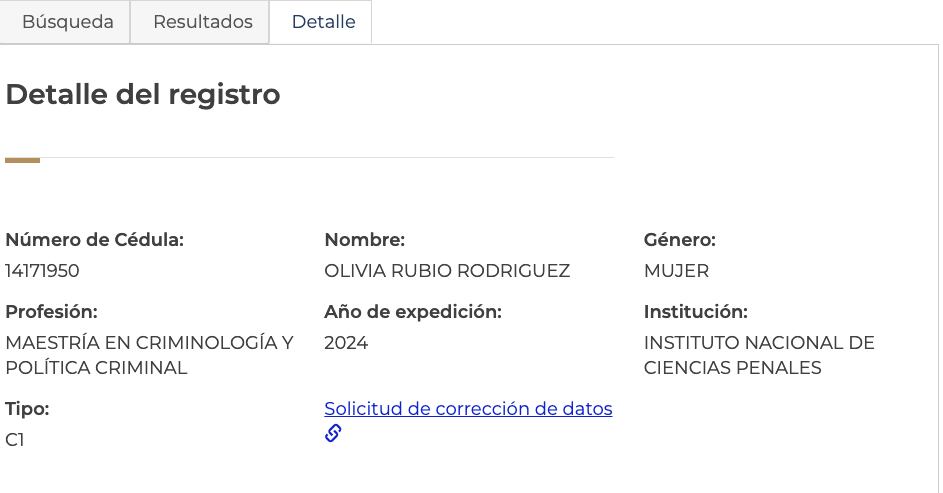 Alexa Hoffman muestra la cédula profesional de la maestría de Olivia Rubio pero algo tampoco cuadra