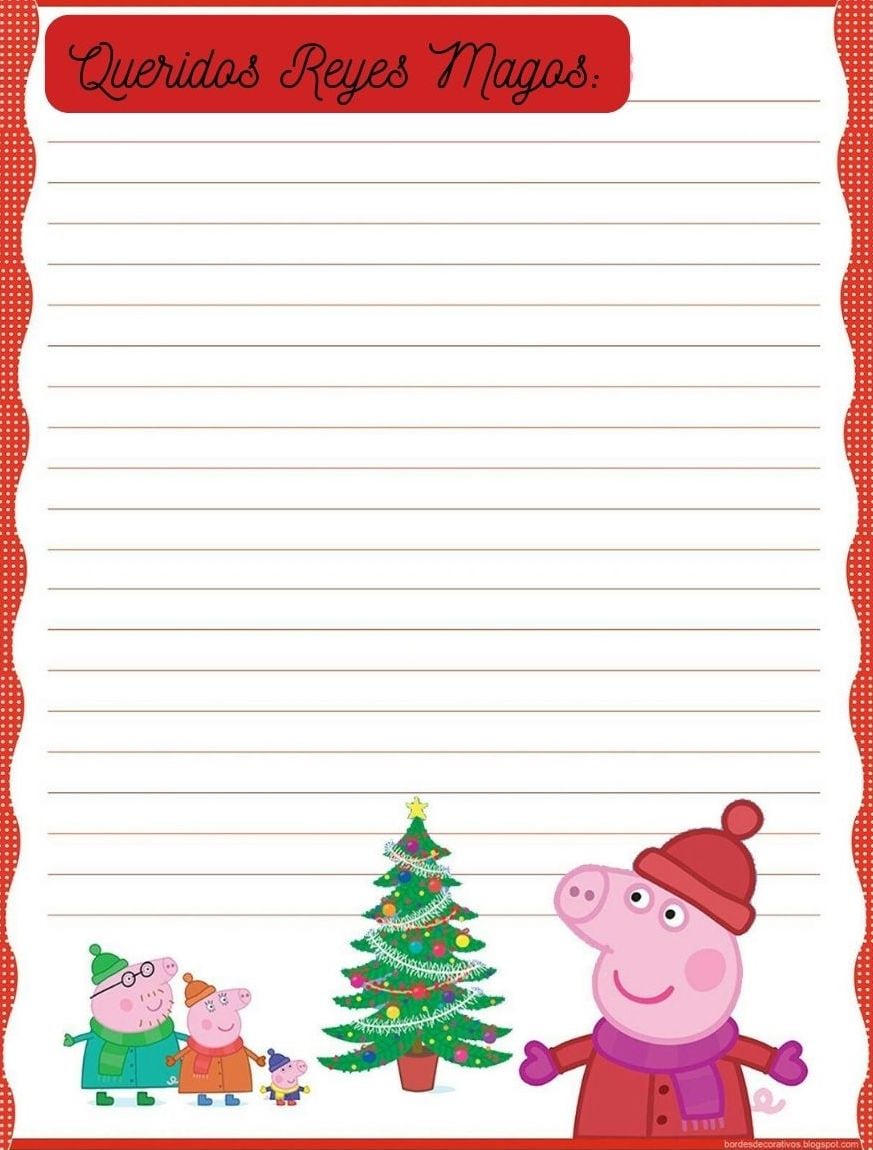 Carta a los Reyes Magos de Peppa Pig: 5 sencillas plantillas que puedes imprimir