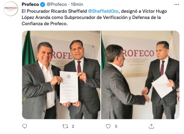 Designación de Ricardo Shefield a Víctor Hugo López Aranda como subrpocurador.