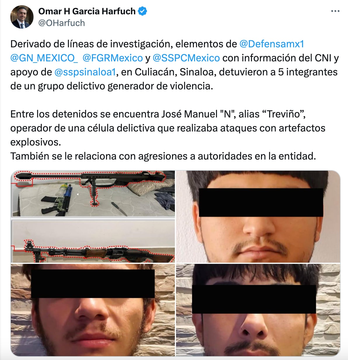 Omar García Harfuch informa sobre detención de Jesús Manuel "Treviño"