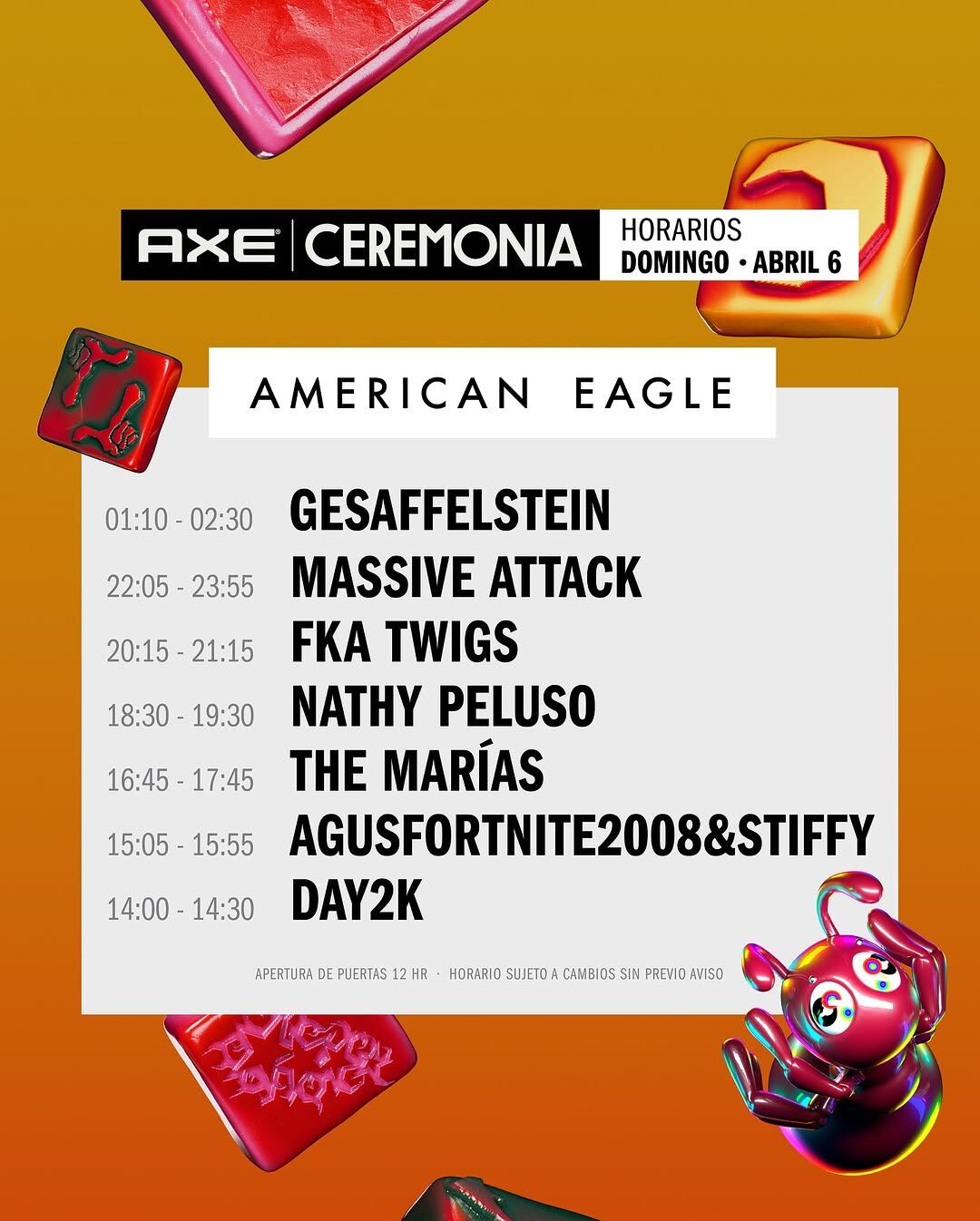Axe Ceremonia 2025 Horarios por día y escenario