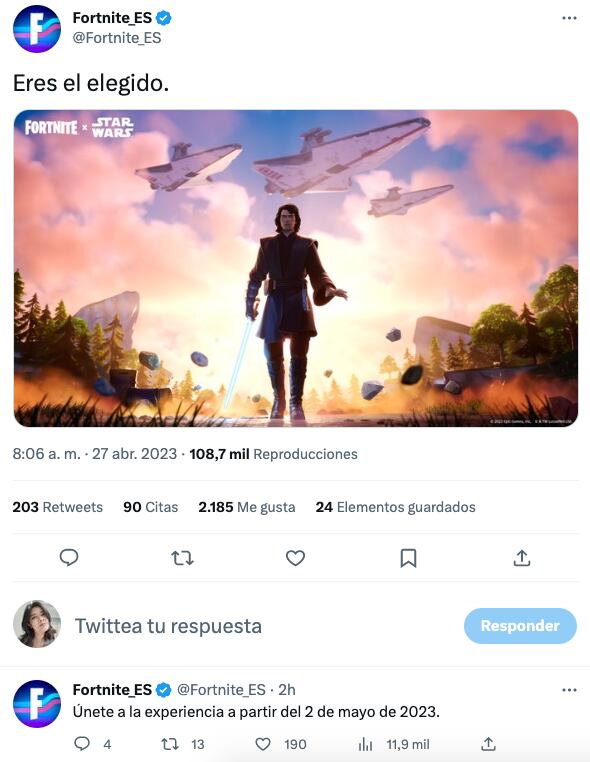 Anakin Skywalker llegará a Fortnite con una nueva skin
