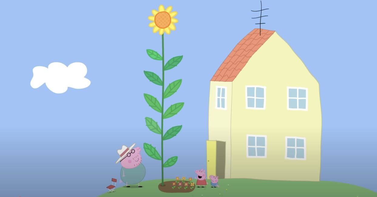 El jardín de flores de Peppa Pig y George