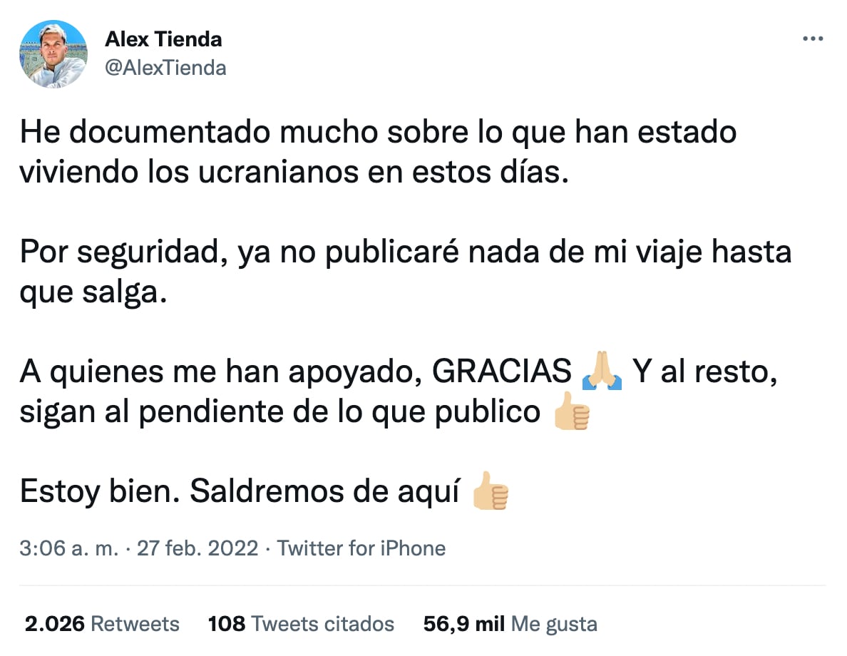 Tuit de Alex Tienda