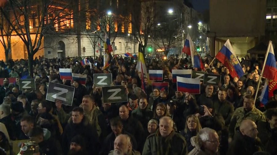 Protesta a favor de Rusia el Belgrado