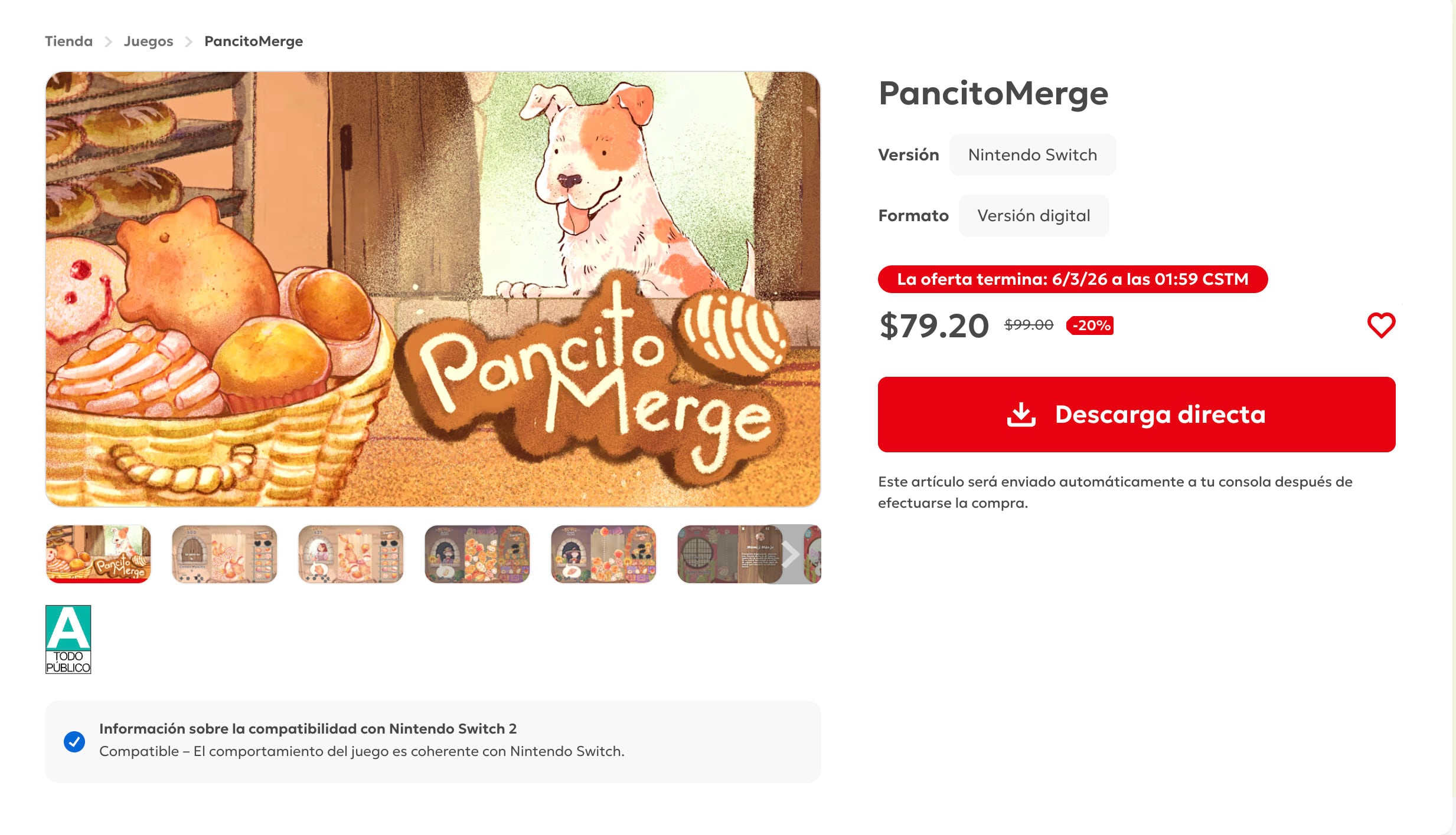 PancitoMerge es el videojuego de pan dulce mexicano, disponible para Nintendo Switch