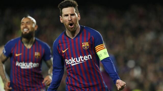 Messi canta gol ante el Lyon.