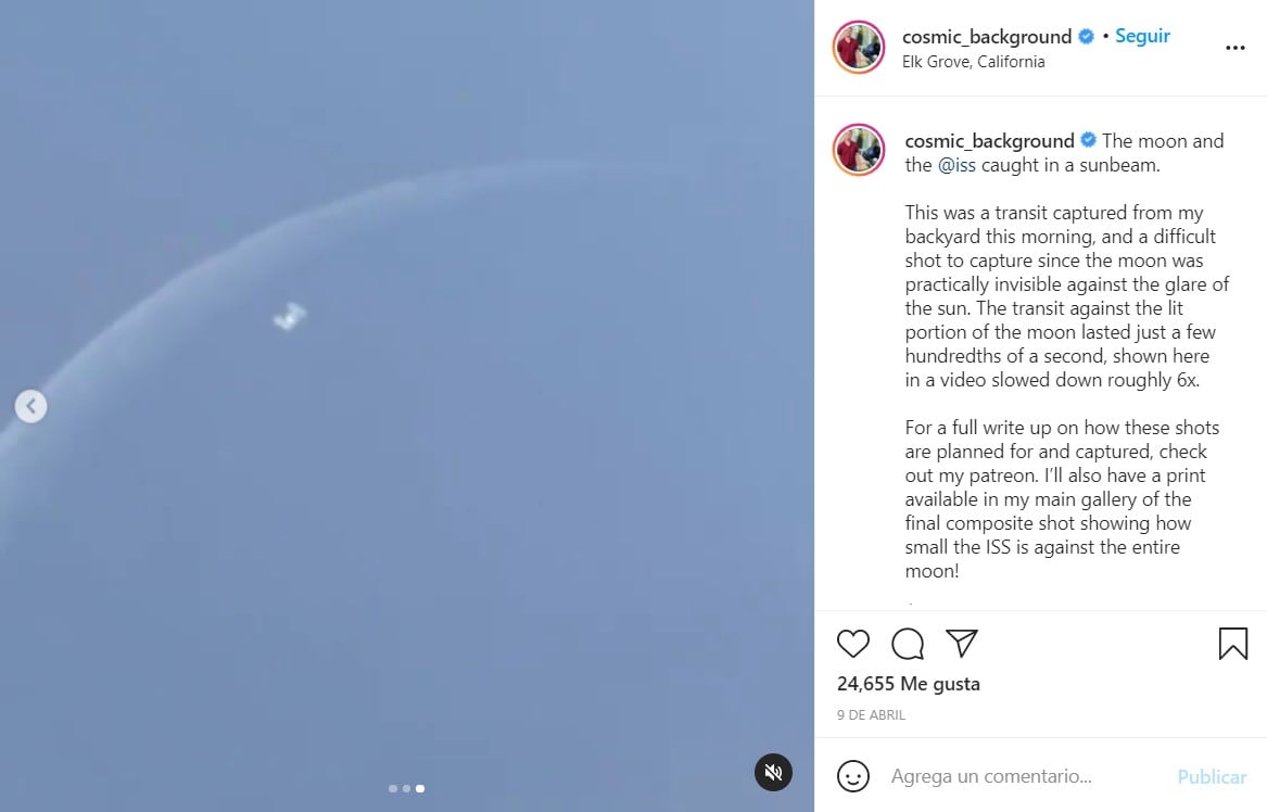 Estación Espacial captada en video desde una casa