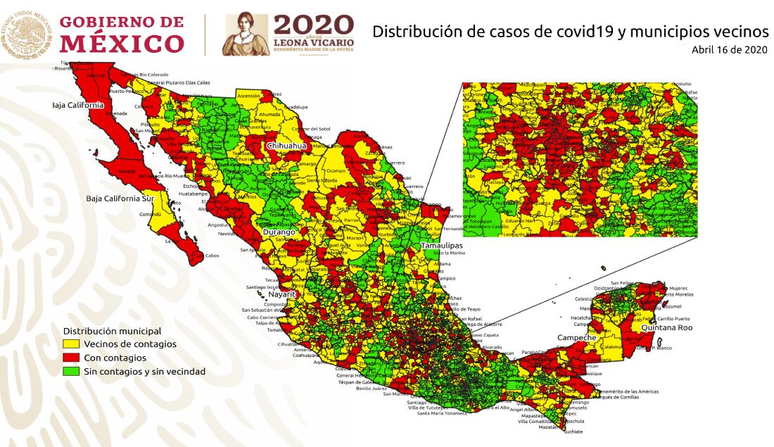 Mapa de municipios sin Covid-19
