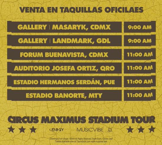 Puntos de venta y horario para boletos de Travis Scott en México