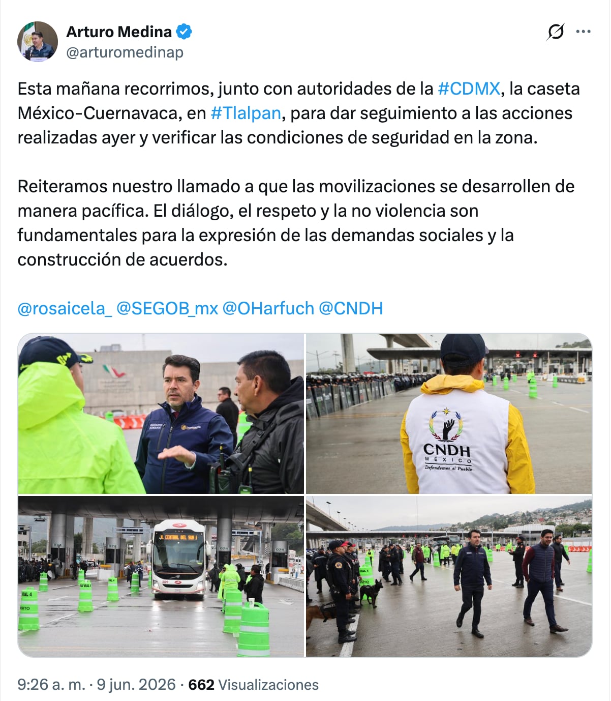 Arturo Medina hace recorrido en la México-Cuernavaca tras encontrar explosivos de normalistas