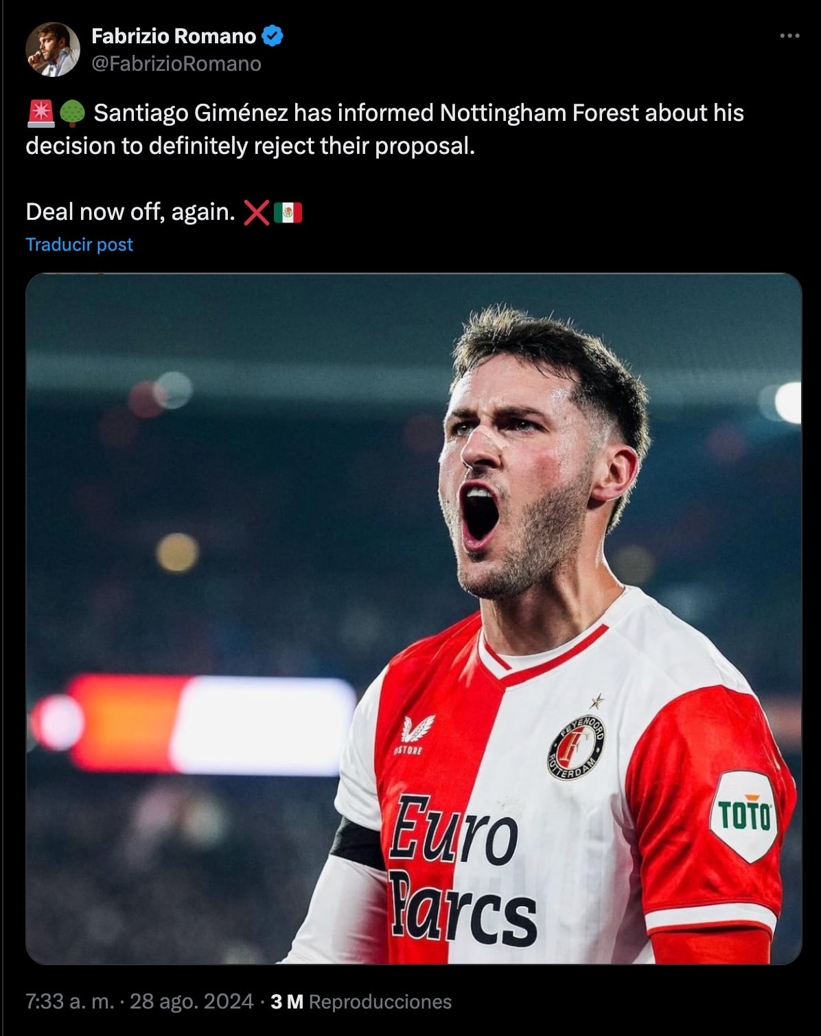 Nottingham Forest fue rechazado por Santiago Giménez.