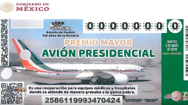 El diseño del boleto de la rifa del avión presidencial.