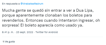 Usuarios denuncian clonación de boletos para concierto de Dua Lipa